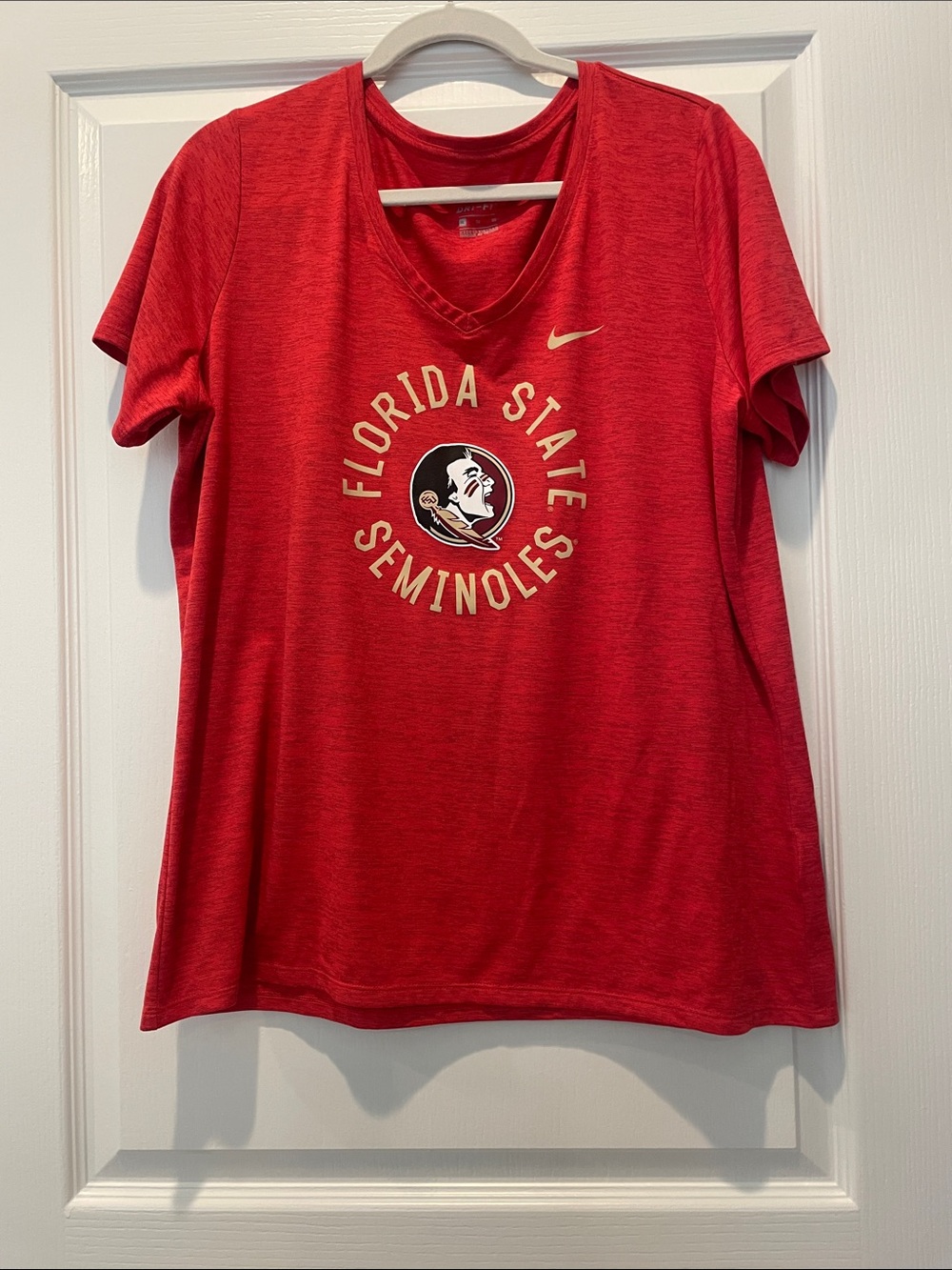Nike Women's Red Florida State Seminoles V-Neck Tee with Team Logo